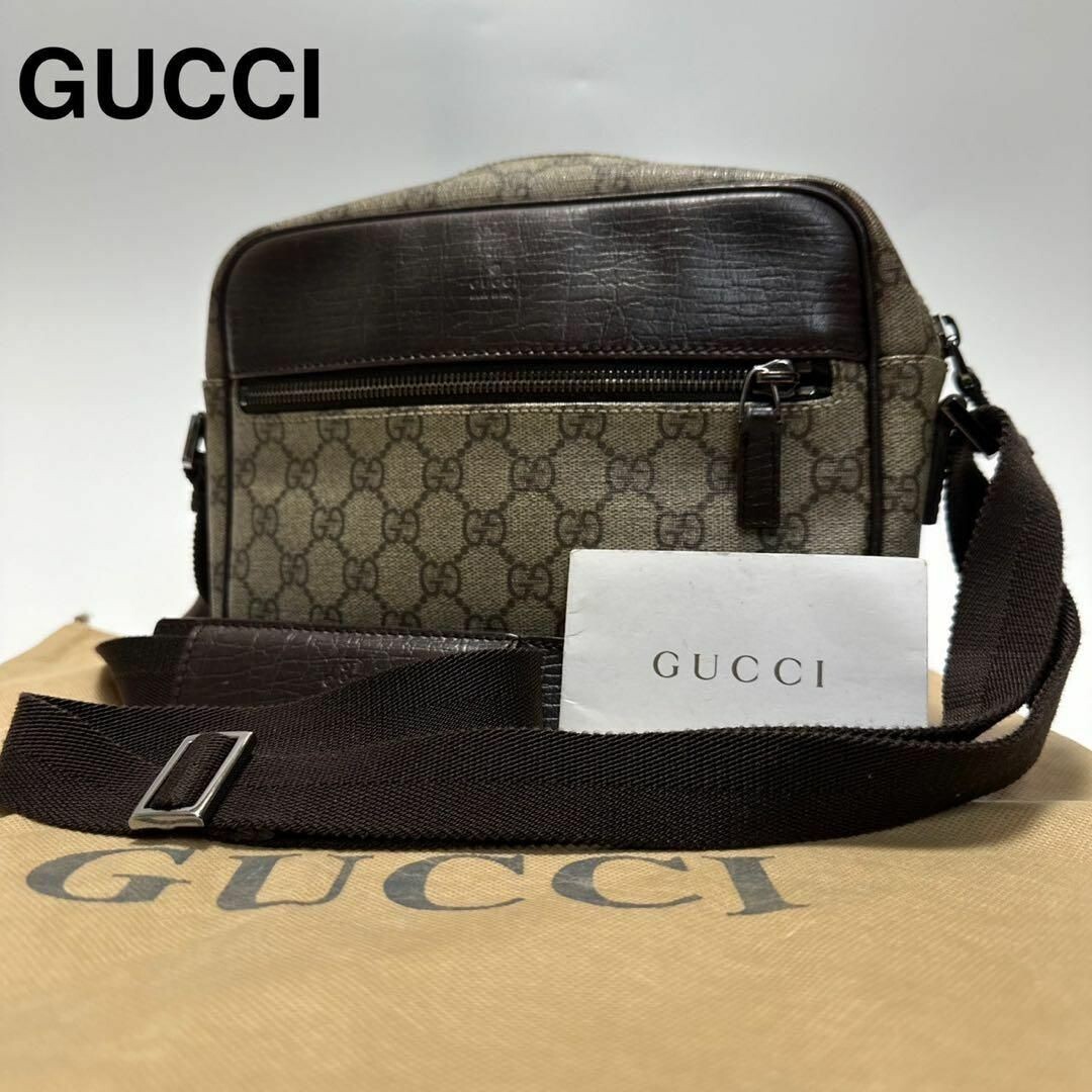 GUCCI GG Supreme Shoulder Bag Crossbody 114291 PVC Leather Beige x  