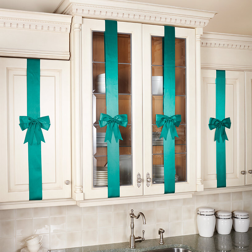 Blue Christmas Ribbon For Cabinets