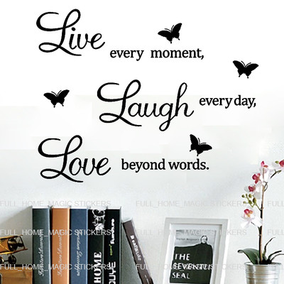 LIVE LAUGH LOVE Wandzitat Schmetterling Aufkleber Home Art Aufkleber abnehmbar Vinyl