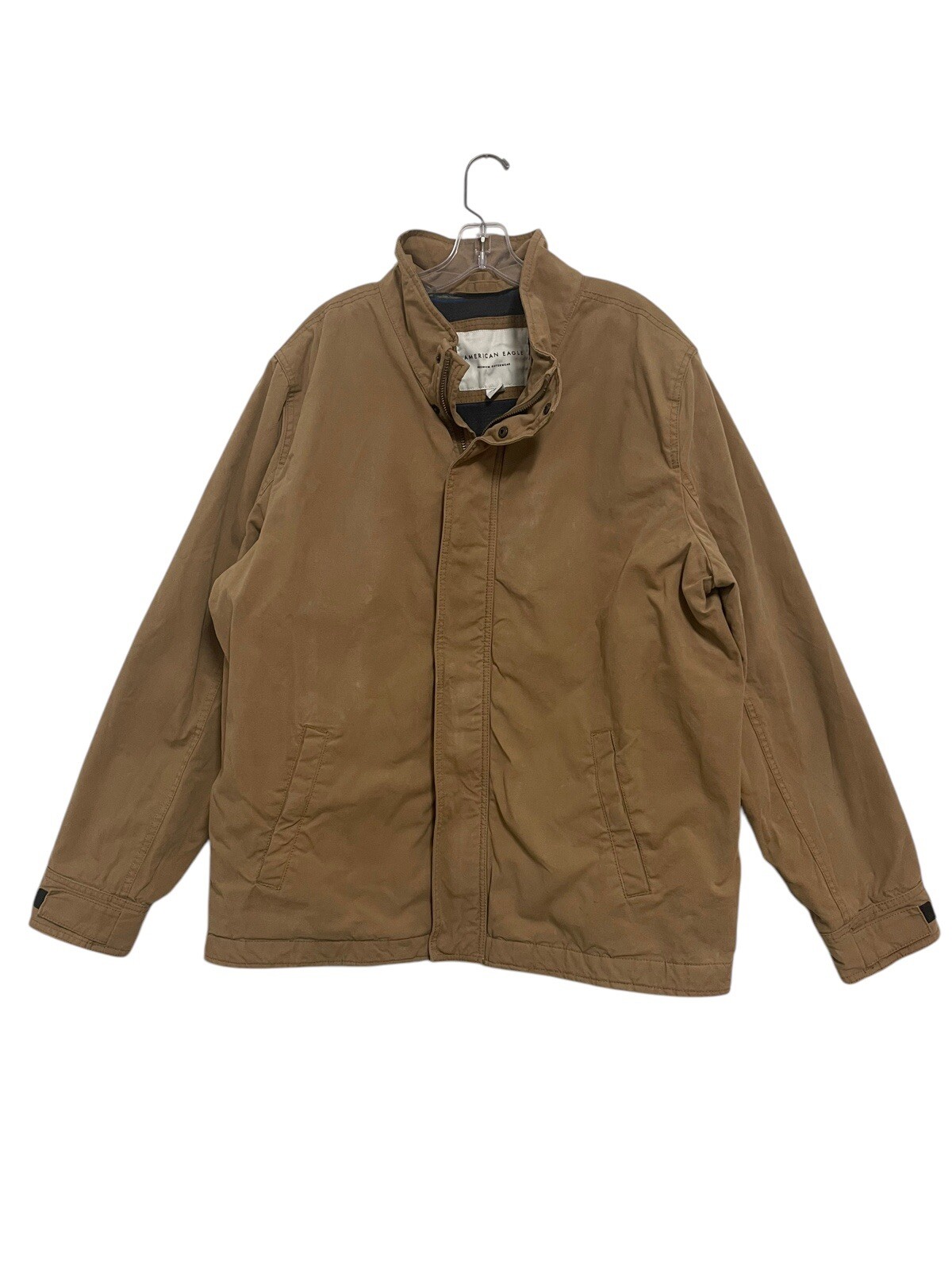 American Eagle Canvas Chore Jacket Mens Brown XL Flannel Lined Work Barn FLAWS