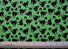 MDG Fabrics Black Scary Cats felines kitty halloween By the 1/4 yd cotton fabric