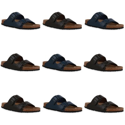 JOMIX Herren Clogs Winter - Rutschfeste Pantoffeln Mit Kork-Einlage & Verstellbarer Schnalle