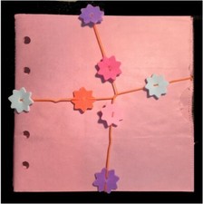 SET OF 6 SEWN BABY PINK PAPER BAG SCRAPBOOKING ALBUMS 6X6 DIY ALTERED ART 5 HOLE