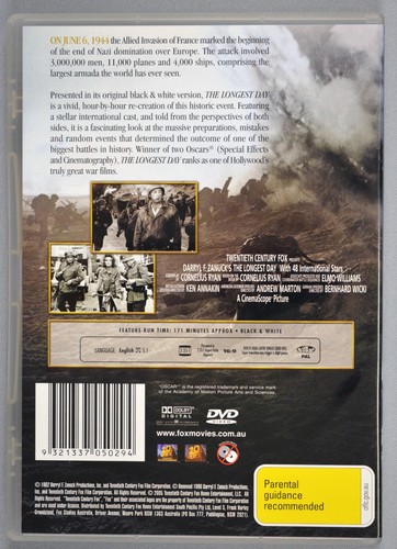 THE LONGEST DAY John Wayne Richard Burton 1962 OOP WW2-D-DAY Aus DVD - Picture 2 of 3