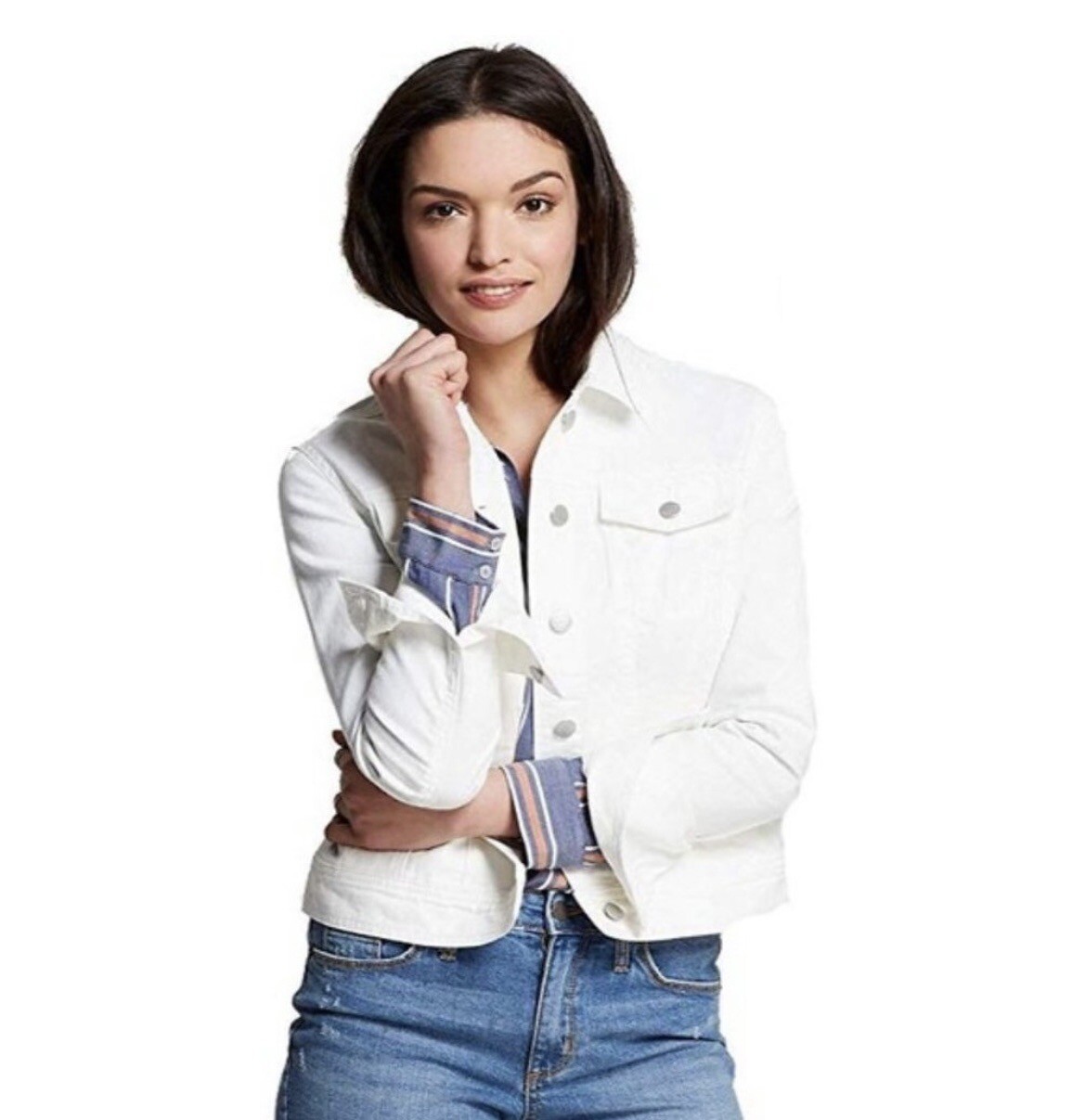White denim jean jacket Universal Thread Size M W… - image 5