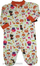 Halloween Outfit Sleep Play Baby Girl Closed in Feet Boo Ghost Black Cat 0-3M