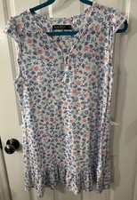Lauren Ralph Lauren Women  s Size S Cotton Blend Knit Blue Floral Nightgown EUC