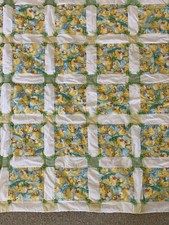 Vintage Yellow Duck Handmade Baby Quilt Block Lap Crib 38 X 39 Bright Color Read