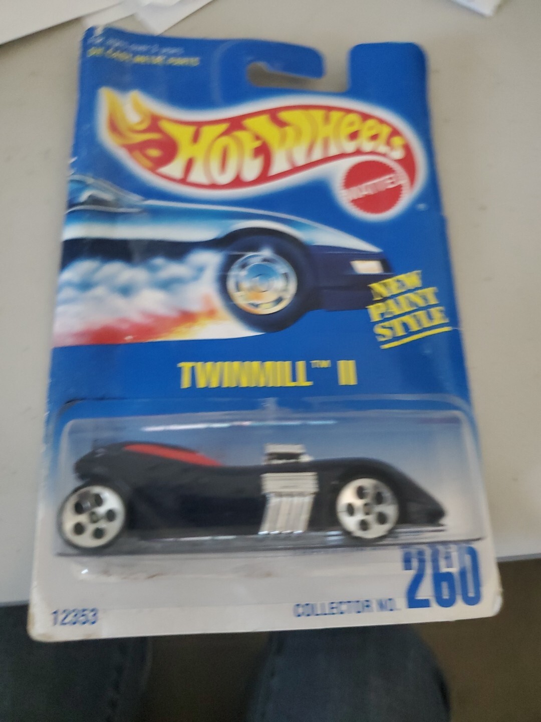 1991 Hot Wheels Blue/White Card-Collector #260 TWINMILL ll Black w/Chrome 5DotSp