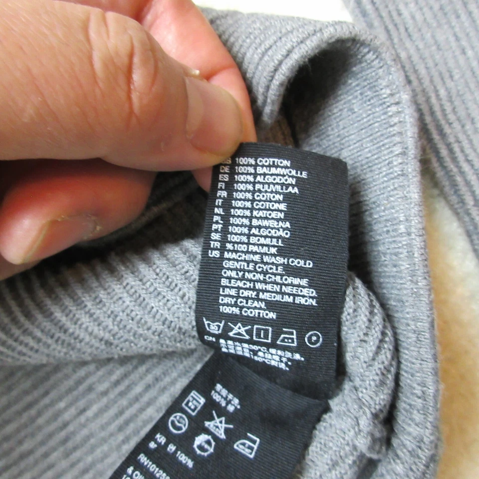 & Other Stories Top Womens X-Small XS Grey Ribbed Cropped High Neck Cotton LS - Image 4 of 4