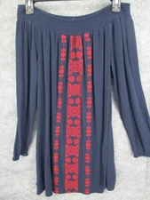 Aeropostale Womens Top Small Off Shoulder Balloon Sleeve Embroidered Floral Flow