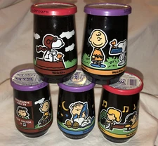 COMPLETE 5 WELCH'S PEANUTS Jelly JARS CHARLIE BROWN SNOOPY LINUS w/LIDS UNOPENED