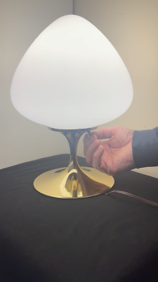 Mid-Century Acorn Mushroom Lamp w/Brushed Brass Base Bill Curry
