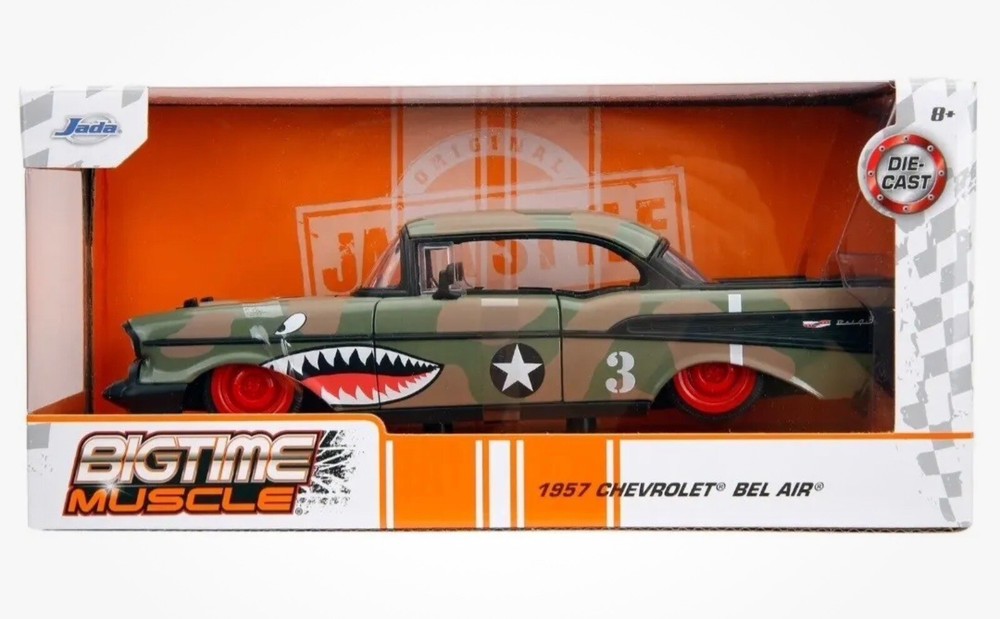 1957 Chevy Bel Air Camouflage 1/24 Diecast Model Car by JADA 35027