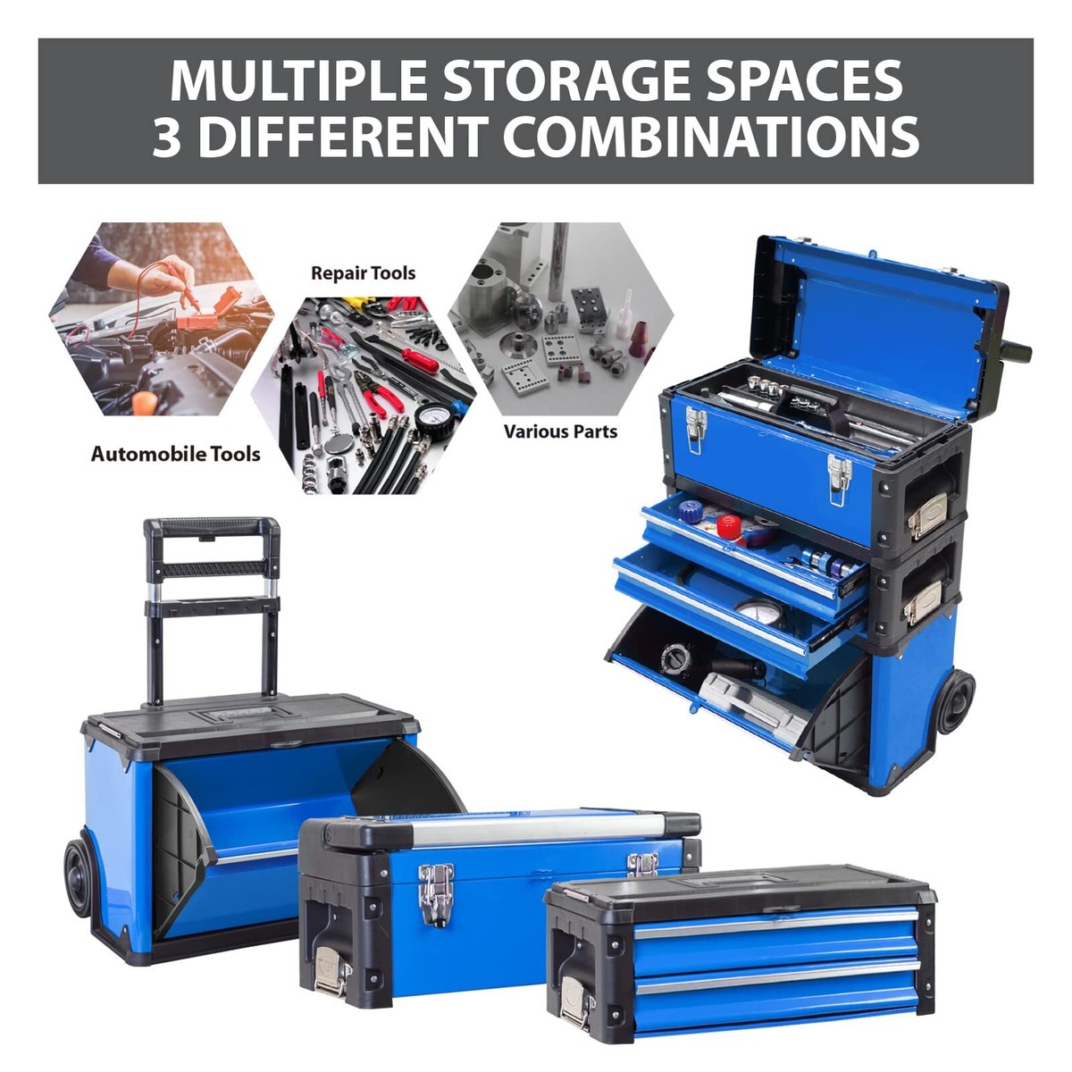 BIG RED Stack able Roll ing Tool Box Portable Metal Toolbox