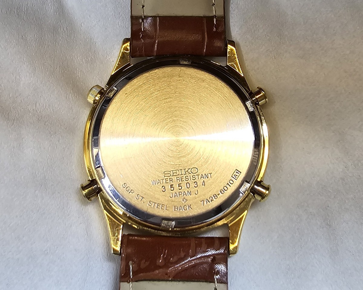 Vintage Seiko 7A28-6010 Chronograph Sports Quartz Day Date Men's