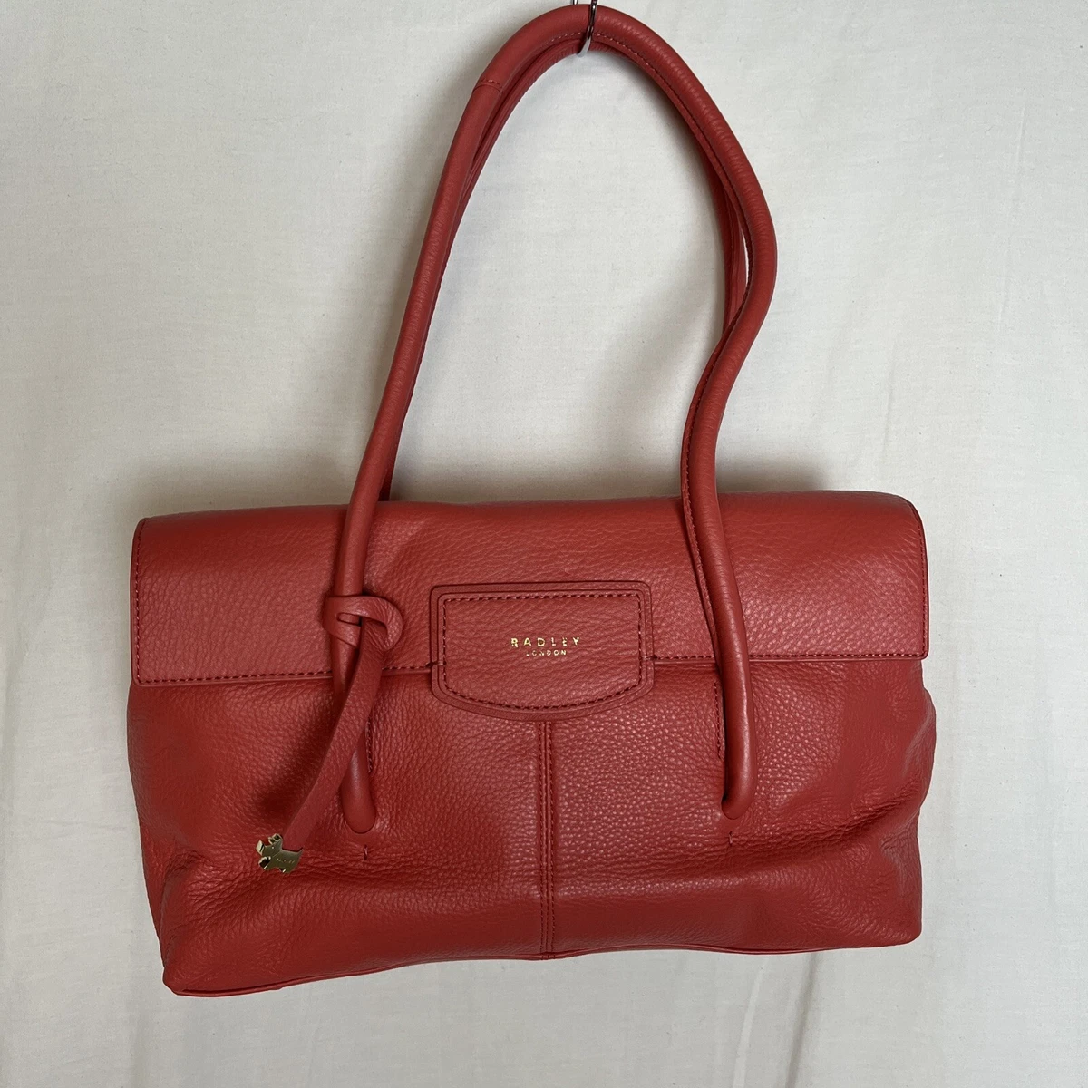 Radley London Coral Pink Pebbled Leather Shoulder Bag Purse Burnham Beeches