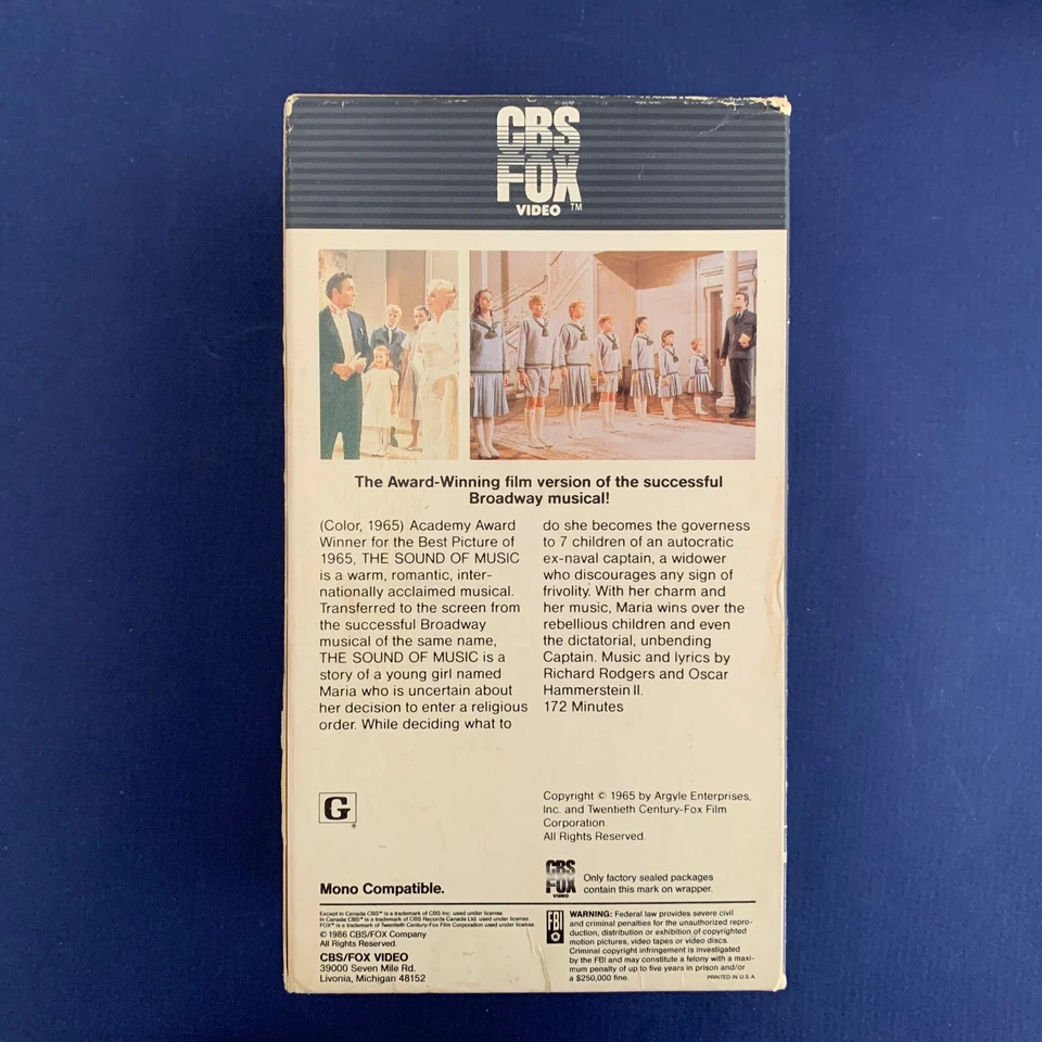 VHS Video Tape Musical -THE SOUND OF MUSIC -Julie Andrews -CBS FOX -1986--Double - Image 2 of 4