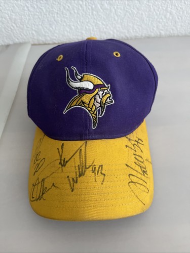 Gorra de béisbol autografiada firmada Reebok Minnesota Vikings gorra NFL RARA - Imagen 8 de 8