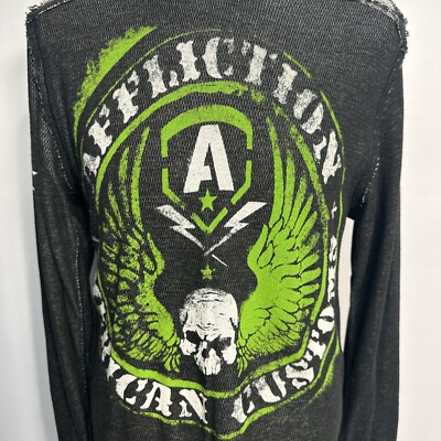 Y2K Affliction Thermal Long Sleeve Reversible Size L Cyber Mall
