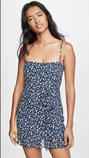 Reformation Soleil Mini Dress Women's 0 Blue White Ditzy Floral Tencel Lyocell