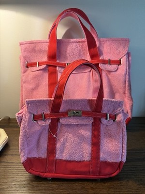 NEW SUNWIN Madaket Terry Cloth Tote Bag Bubblegum Pink Red LARGE