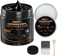 Black Leather Repair Kit, Leather Recoloring Balm with Conditioner