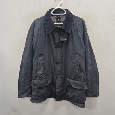 Barbour Ashby Wax Waterproof Cotton Navy Rain Country Jacket Coat Size Large ,