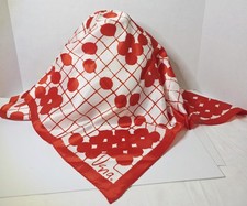 Vintage Vera Neumann Red And White Acetate Scarf Signed