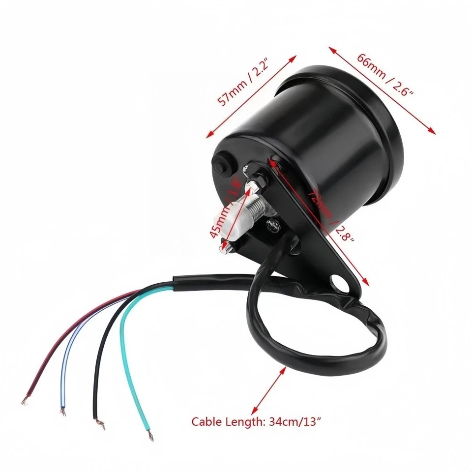Velocímetro LED negro 12V para motocicleta medidor de combustible odómetro LCD tacómetro digital Foto 2 de 4