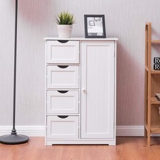 Floor Bathroom Cabinet 4-Drawers Dresser Chest of Drawers Storage Organizer
