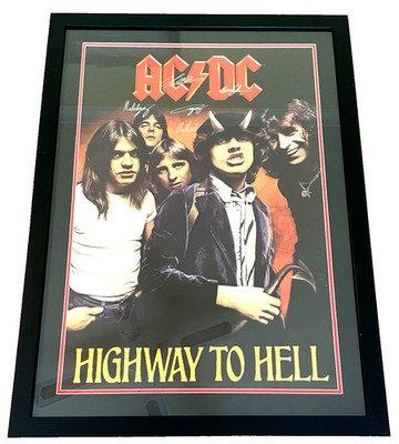 AC/DC HIGHWAY TO HELL Genuine Band Signed Autographed Framed Poster Angus Young