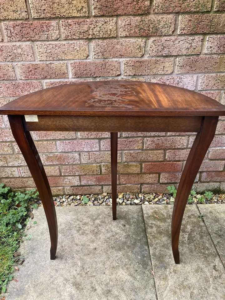 Bevan Funnell Reprodux Three Legged Yew Half Circular Lamp/Console Table - Image 3 of 4