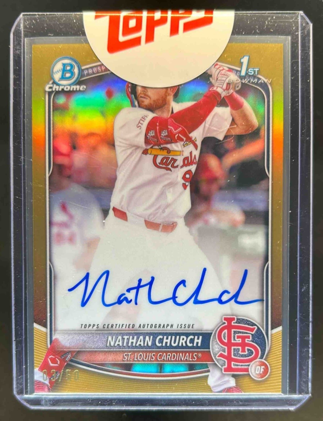2025 Bowman Chrome Nathan Church Auto Gold Refractor 1st Prospect #3/50