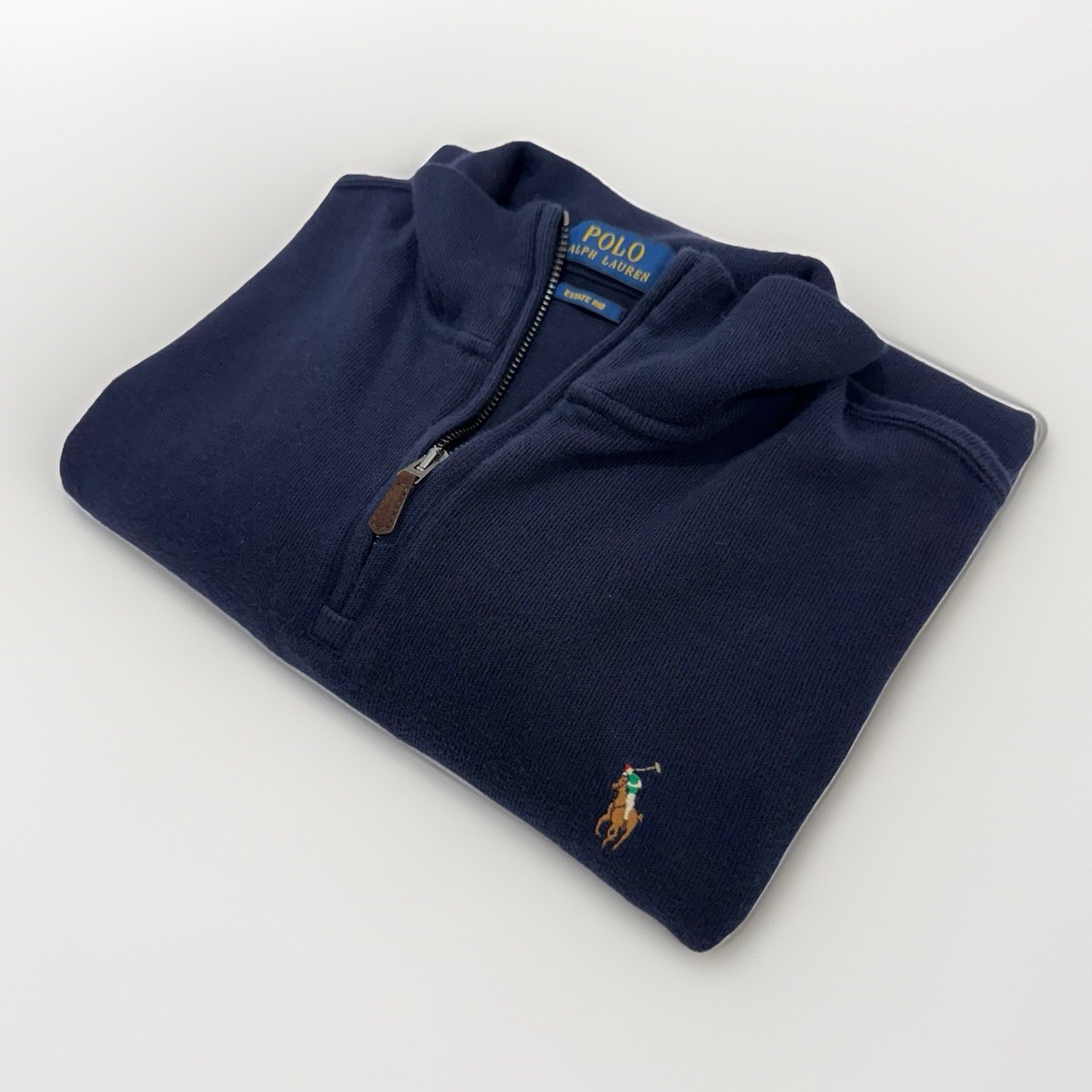 Polo Ralph Lauren Estate Rib Pullover Navy Blue Sweater 1/4 Zip