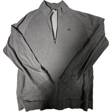 Travis Mathew Grey Men's 3/4 Zip Knit Pullover Sweater Sweatshirt cRc Logo XL