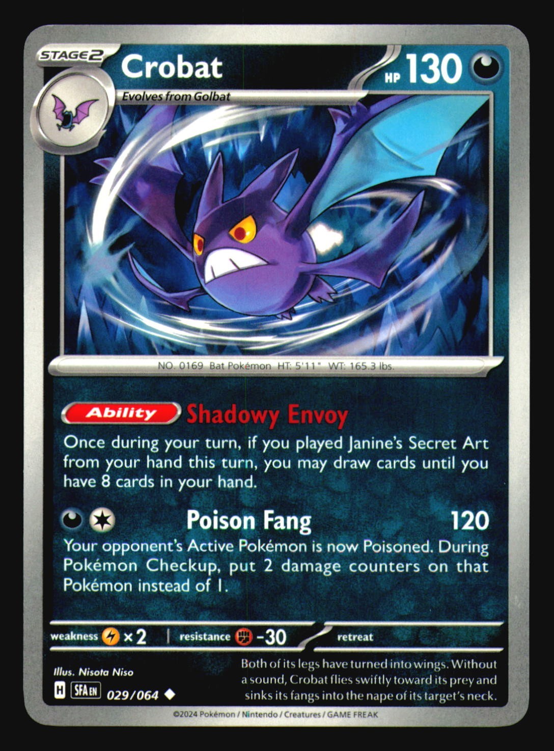 Crobat 029/064 Shrouded Fable Uncommon Pokemon Card NM