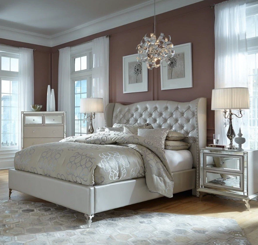 Michael Amini Hollywood Loft Upholstered Nightstand, Frost - Image 2 of 4