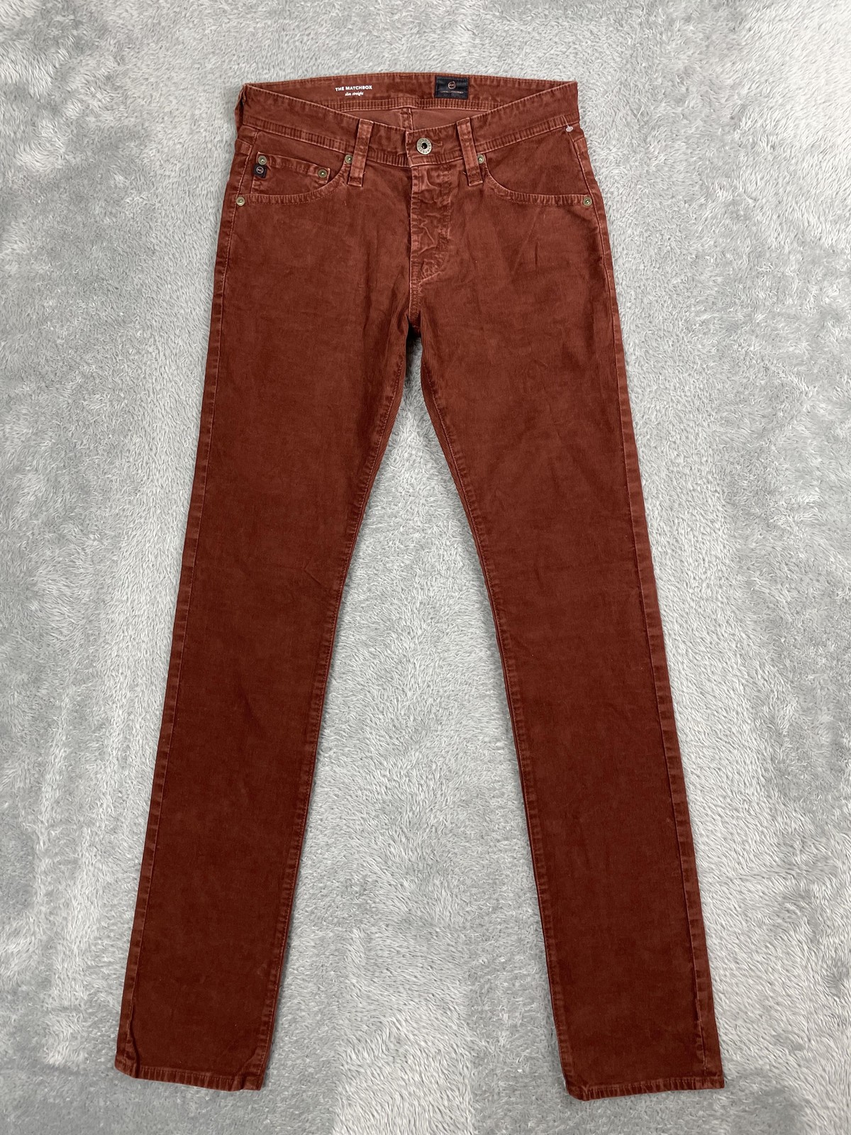 AG Adriano Goldschmied Pants Mens 28 Red/Brown Matchbox Slim Straight Corduroy
