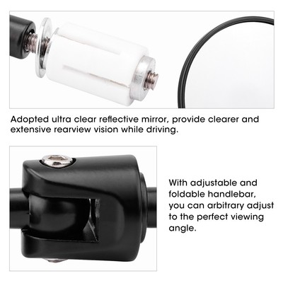 2Pcs Motorcycle Modified Folding Handlebar Rearview Mirror Reflective Side