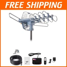 Weather Resistant Amplified HDTV Antenna 200 Miles - Free Channels & Remote