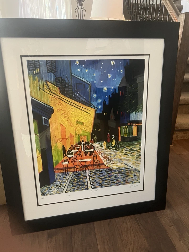 Framed signed lithograph of Vincent van Gogh’s “Café Terrace at Night” - Image 2 of 4