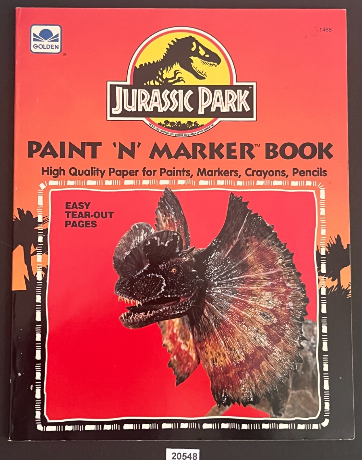 Jurassic Park Golden Paint 'N' Marker Book Dinosaurs Kids Art Coloring 1993 NEW