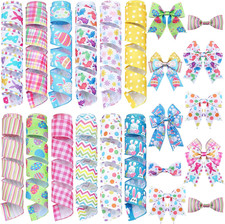 12 Rolls Easter Bunny Wired Edge Ribbon for Wreaths 2 Inch X 60 Yards Happy East