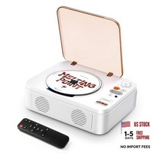 Portable CD Player with Bluetooth, 2600mAh Battery, USB  AUX, Dual 3W White
