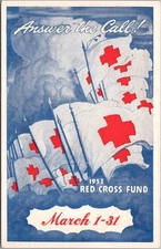 1953 RED CROSS FUND Poster Art Postcard "United Air Lines" Washington DC /Unused