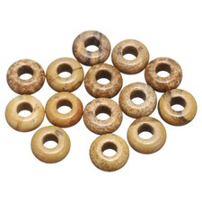 15pcs Natural Stone Beads 5x10mm Large Hole Craft Beads, Picture Stone