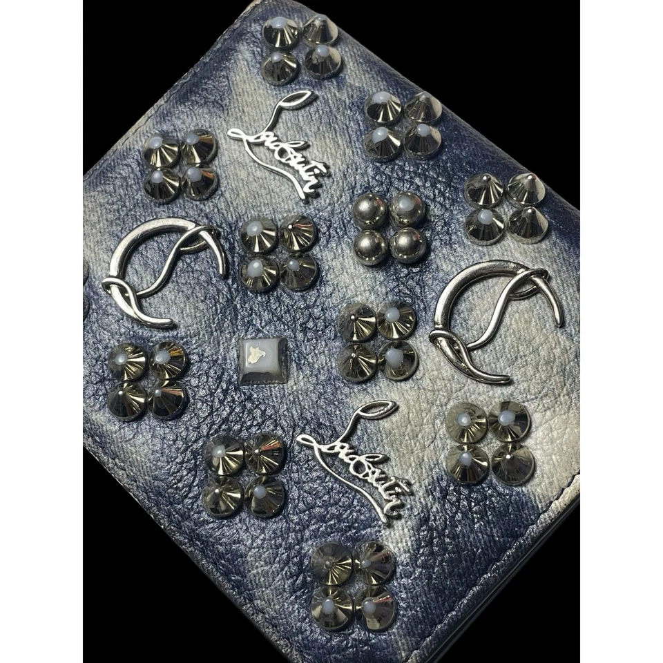 Raro Christian Louboutin Kios Tachuelas Punk Cuero Doble Cartera con Certificado de Autenticidad Foto 4 de 4