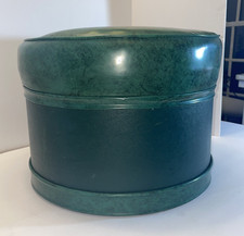 Vintage Green Vinyl MCM Round Ottoman Footstool Hettrick Mfg Co Toledo OH