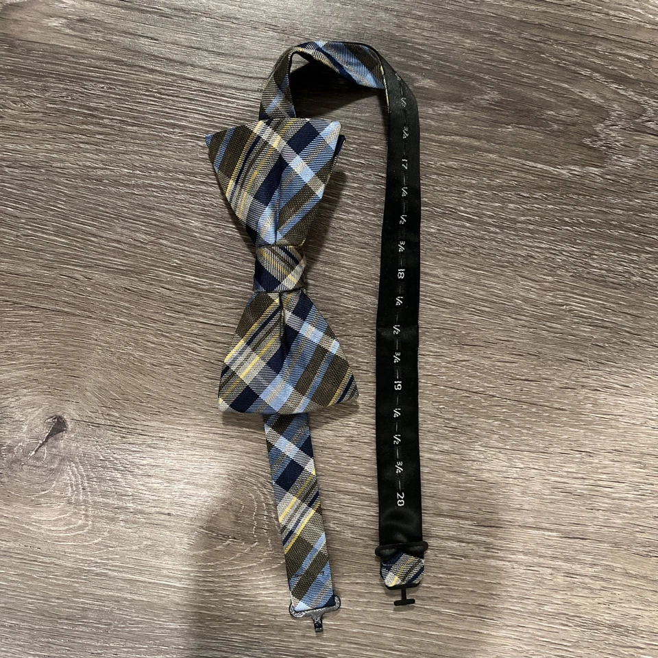 Pajarita de hombre TOMMY HILFIGER azul a cuadros preatada mezcla de seda ajustable Foto 3 de 4